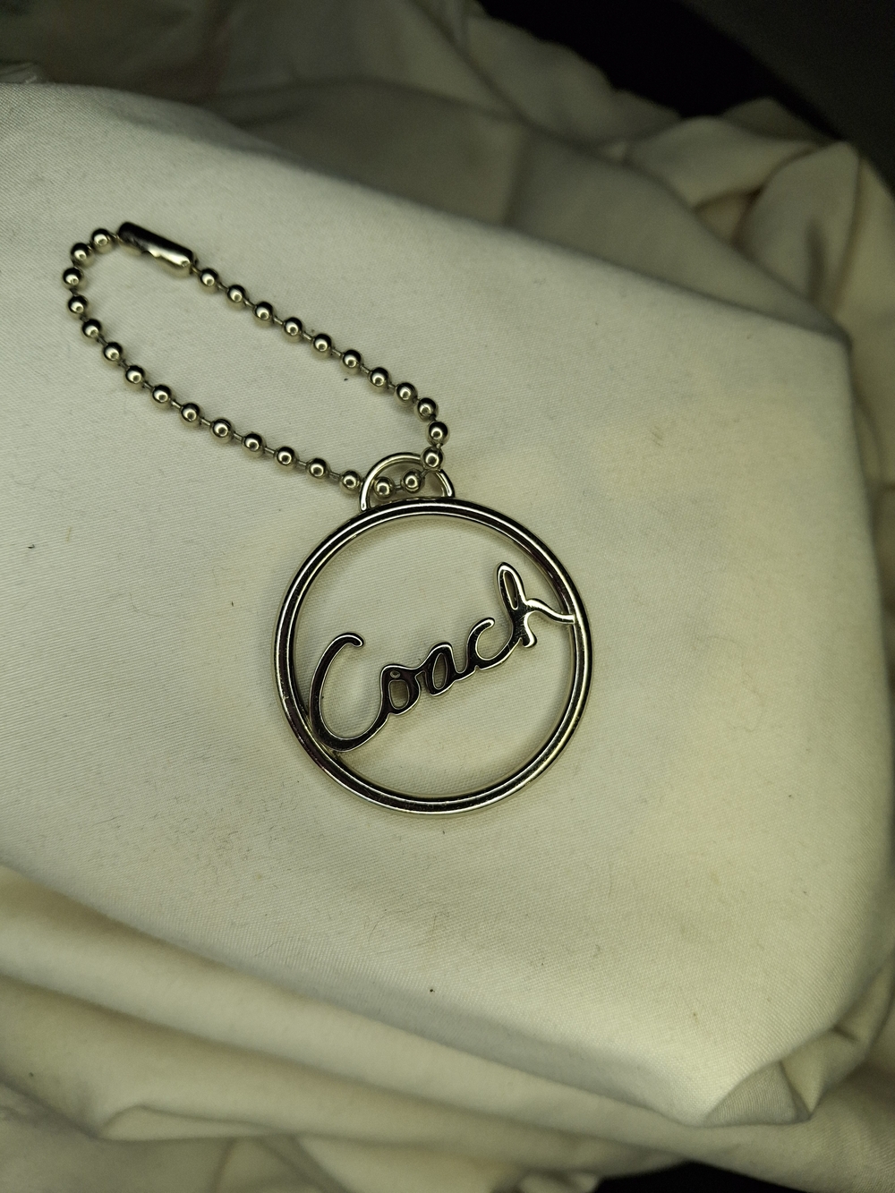 Coach Silver Script Circle Bag Charm